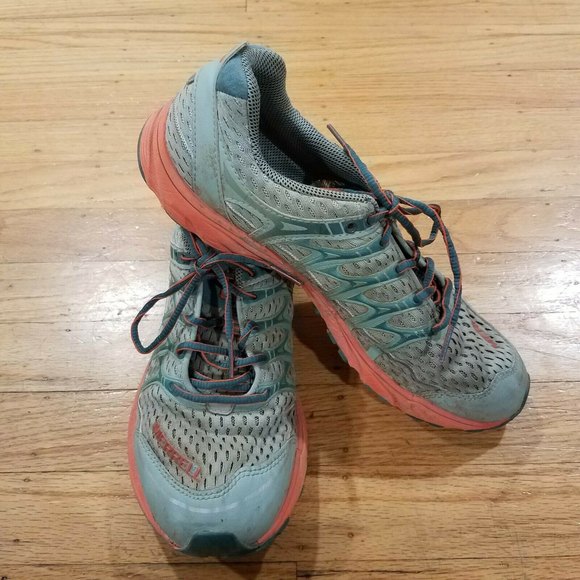 Merrell J598172 Women's Trail Running Sneakes Blue Surf/Tiger Lilly Size 9 - Picture 2 of 8